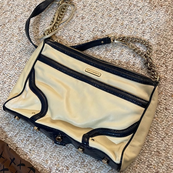 Rebecca Minkoff Large Leather Creme/Navy Mac Bag - Picture 8 of 8